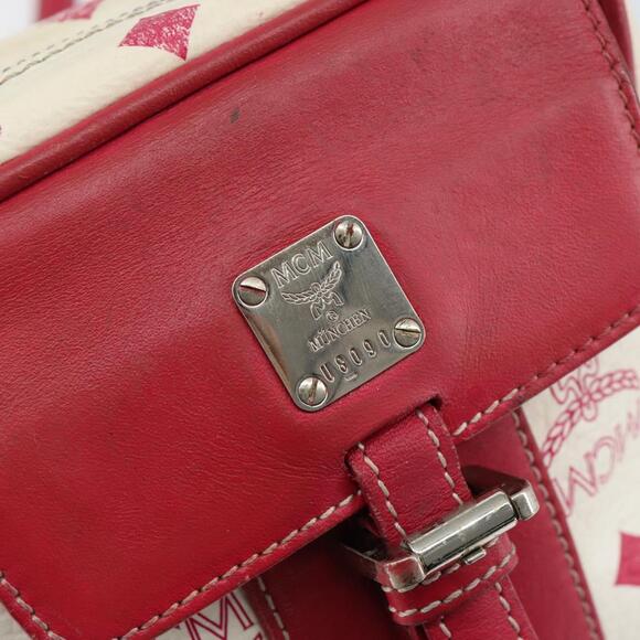 MCM Vicetos Logogram Shoulder Bag PVC Leather White Silver Auth 153908 - Picture 12 of 16